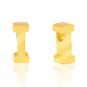 Perline in acciaio inossidabile con disegno lettera I oro