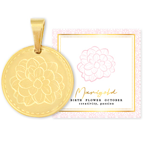 Mix & Match ciondoli in acciaio inossidabile 15 mm Birth flower October-Marigold oro