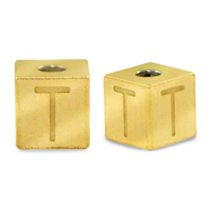Perline in acciaio inossidabile lettera T oro