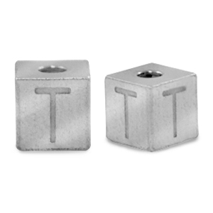 Perline in acciaio inossidabile lettera T argento