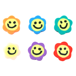 Perline di polimero fiore smiley multicolore
