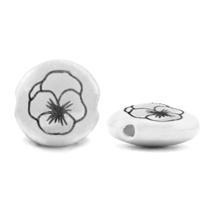 Perline di metallo DQ Fiore di nascita Febbraio-Viola argento antico (privo di nichel)