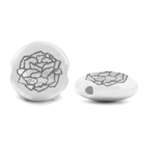 Perline di metallo DQ Fiore di nascita Gennaio-Garofano argento antico (privo di nichel)