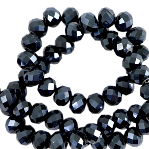 Perline sfaccettate 8x6 mm rondella nero-effetto perlato
