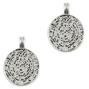 Ciondoli di metallo DQ disco di Festos argento antico (privo di nichel)