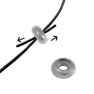 Componenti in acciaio inossidabile chiusura con perline scorrevoli 7x3mm argento