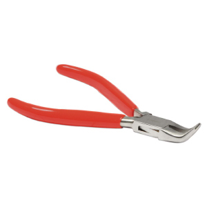 Beadsmith pinza punta piatta curva per anelli rosso-argento
