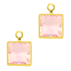 Pendenti di vetro Crystal Glass quadrato rosa-oro