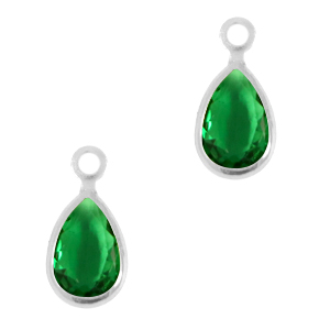 Pendenti di vetro Crystal Glass goccia verde classico-argento