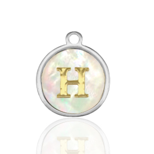 Ciondoli in acciaio inossidabile 12mm conchiglia lettera H bianco (colore naturale)-argento
