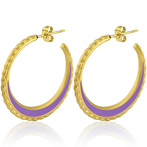 Orecchini in acciaio inossidabile a cercio 30mm oro-viola
