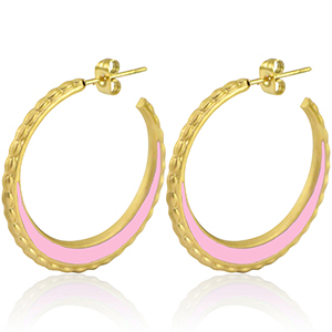 Orecchini in acciaio inossidabile a cercio 30mm oro-rosa chiaro
