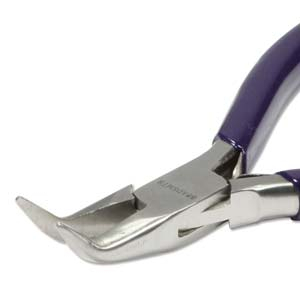 Beadsmith Pinza punta piatta curva con molla blu scuro-argento