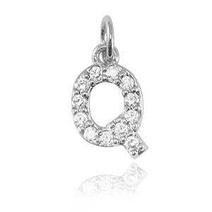 Metallo TQ in ottone ciondolo lettera Q argento