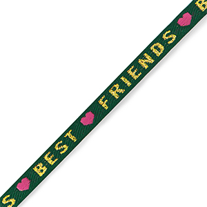 Nastro con testo "best friends" verde-oro-rosa