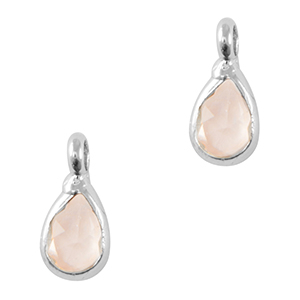 Pendenti di vetro Crystal Glass goccia rosa chiaro-argento
