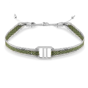 Braccialetti alla moda Nastra con distanziatore acciaio inossidabile verde-argento