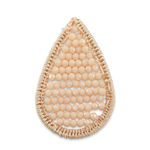Pendente all'uncinetto con perline sfaccettate goccia rosa pesca