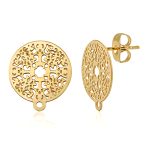 Componenti in acciaio inossidabile orecchini 14mm con anellino oro