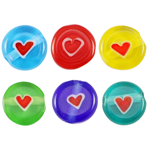 Perline Millefiori rondella cuore 8mm multicolore
