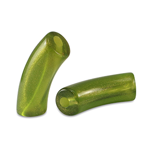 Perline in acrilico tubo lucida verde oliva oro