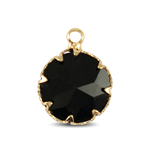 Pendenti di vetro Crystal Glass 13mm nero giaietto-oro