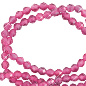 Perline in pietra naturale sfaccettate effetto 3mm rosa magenta-effetto perlato