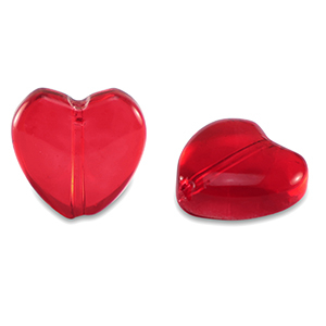 Perline di vetro cuore rossa