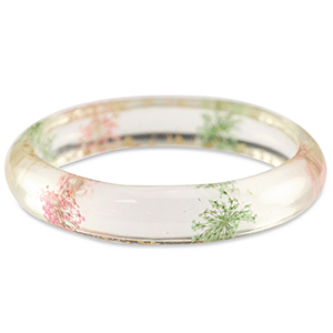 Braccialetti alla moda con fiori secchi rosa chiaro verde-oro