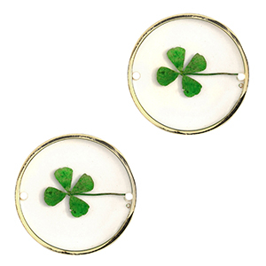 Distanziatori con fiore secchi 20mm oro-verde