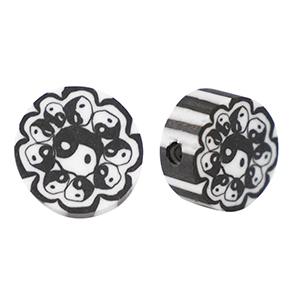 Perline di polimero Yin & Yang 9mm nero-bianco