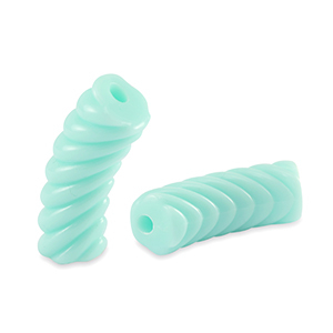 Perline in acrilico tubo spirale blu turchese delicato