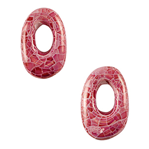 Perline di ceramica greca DQ ovale mosaico rosa malva