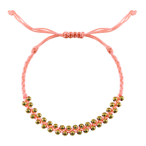 Braccialetti alla moda perline in acciaio inossidabile pesca rosa-oro