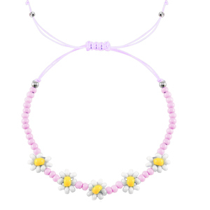Braccialetti alla moda fiore rosa lilla-bianco effetto perlato