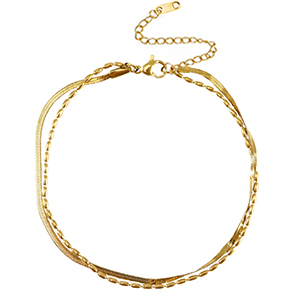 Cavigliere in acciaio inossidabile doppio giro oro