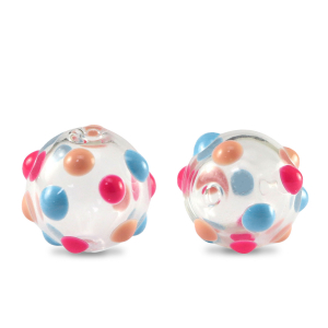 Perline di vetro dipinte a mano 14mm trasparente-rosso blu rosa