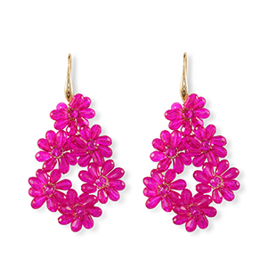 Orecchini sfaccettati goccia oro-rosa neon