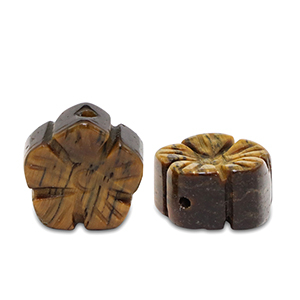 Perline in pietra naturale Occhio di tigre fiore oro marrone