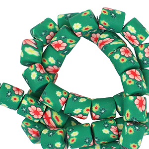 Perline di polimero 6mm fiore verde-multicolore