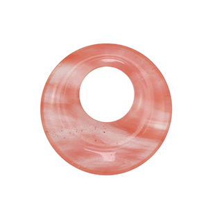 Perline in pietra naturale vetro donut 30mm rosa-trasparente
