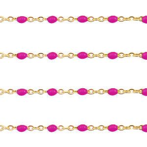 Componenti in acciaio inossidabile 1mm catena stile rosario rosa magenta-oro