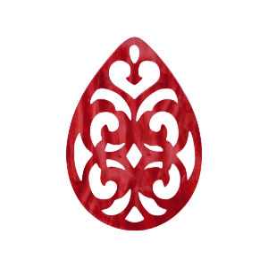 Pendenti in resina 38x27 mm a forma di goccia in stile barocco rosso peperoncino