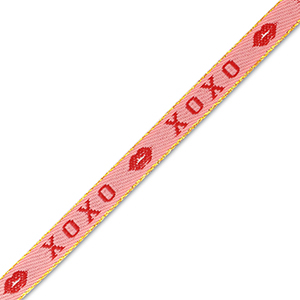 Nastro con testo "xoxo" rosa-rosso