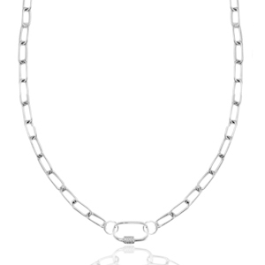 Collane in acciaio inossidabile maglia chiusura ovale argento