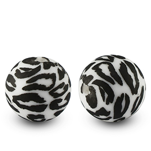 Perline di silicone 15mm leopardo bianco-nero
