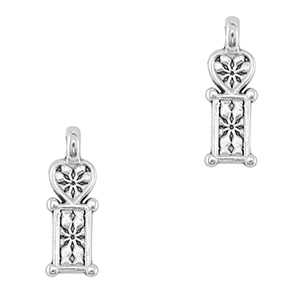 Ciondoli di metallo DQ cuore argento antico (privo di nichel)