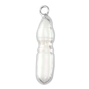 Perle di acqua dolce ciondolo tubo argento-bianco naturale