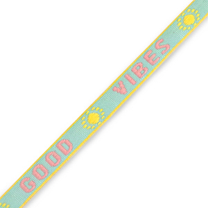 Nastro con testo "good vibes" turchese-rosa-giallo