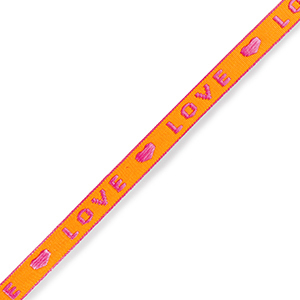 Nastro con testo "love" neon arancio-rosa